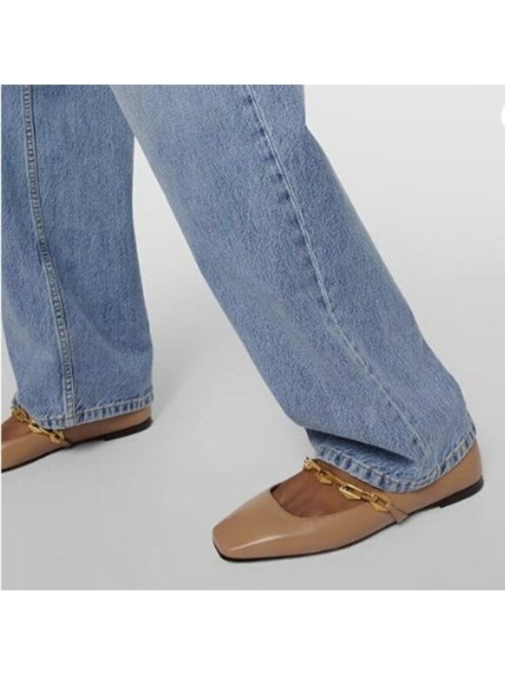 miss left Women Chain Strap Mary Janes Shoes Slip On Closed Square Toe Brown